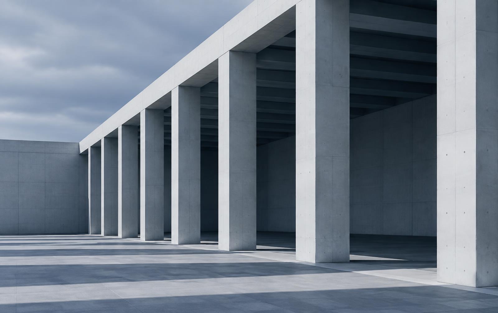Measured structural grid in a modern architectural setting